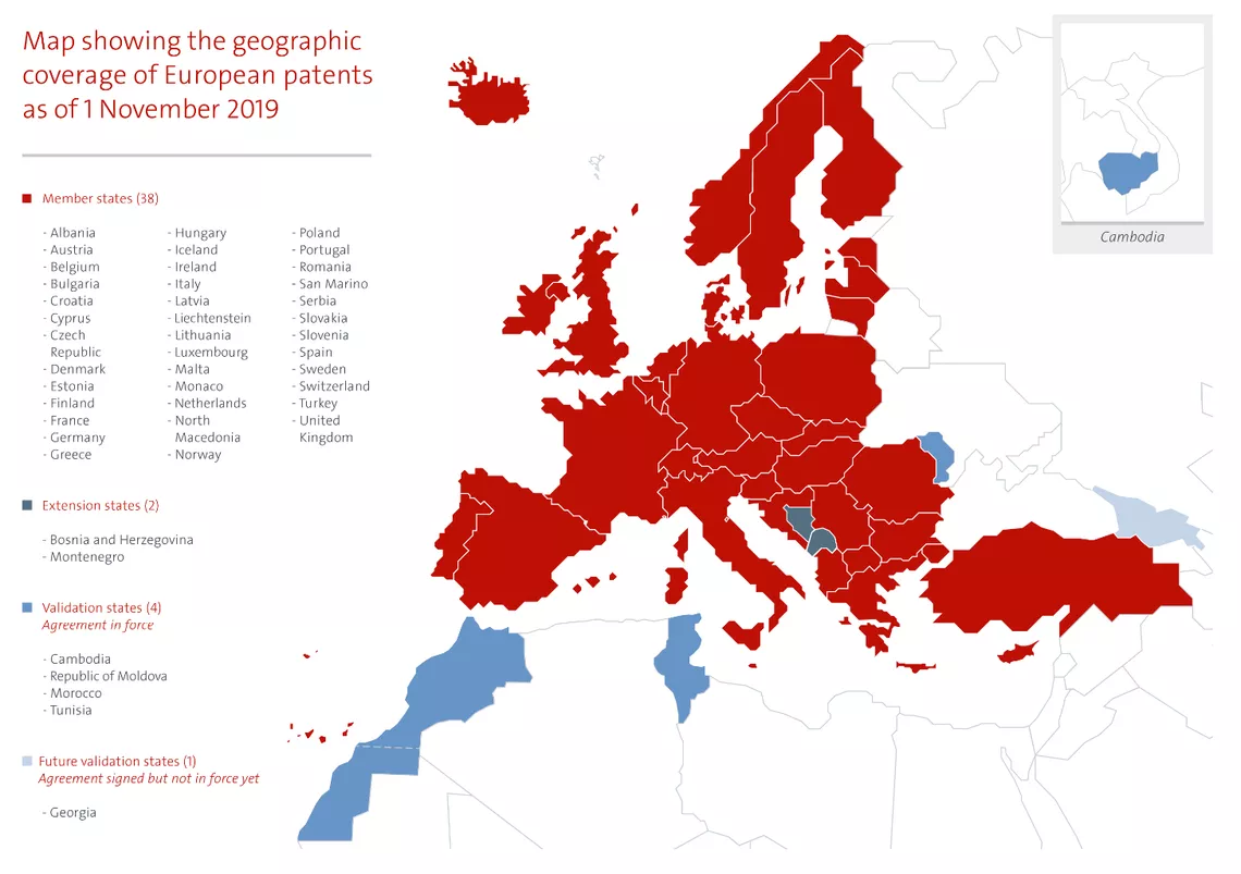 What countries are covered by a European patent application? Articles