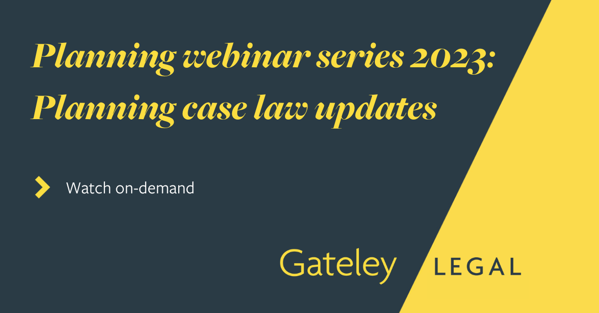 Planning webinar series 2023 Planning case law updates Ondemand