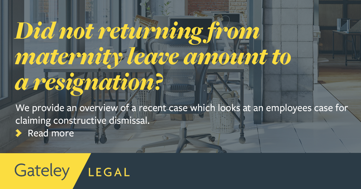 Did Not Returning From Maternity Leave Amount To A Resignation Quick Reads Gateley